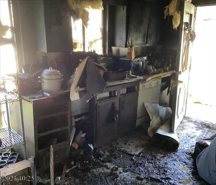Kitchen in Charleston, WV with severe fire damage